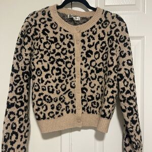 Leopard Print Button-Up Sweater